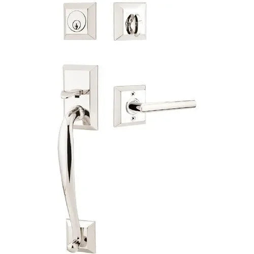 Emtek Franklin Tubular Entrance Handleset With Stuttgart Lever Lifetime Polished Nickel
