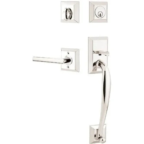Emtek Franklin Tubular Entrance Handleset With Stuttgart Lever Lifetime Polished Nickel