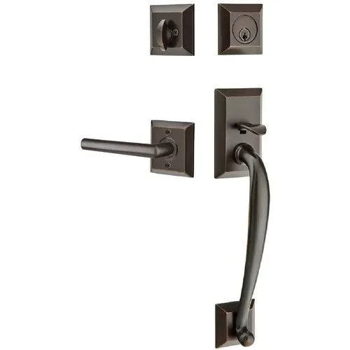 Emtek Franklin Tubular Entrance Handleset With Stuttgart Lever Oil Rubbed Bronze