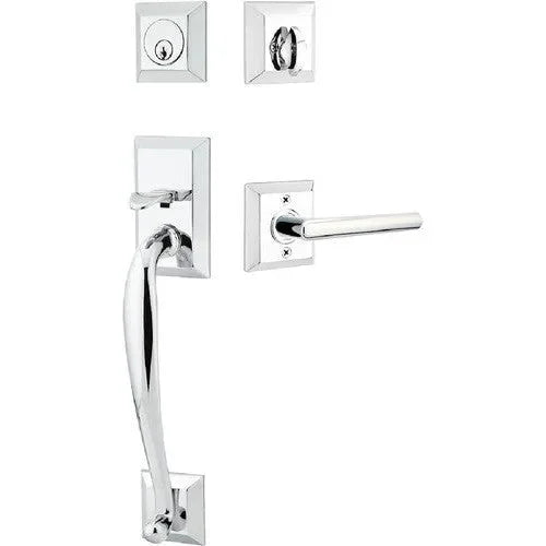 Emtek Franklin Tubular Entrance Handleset With Stuttgart Lever Polished Chrome