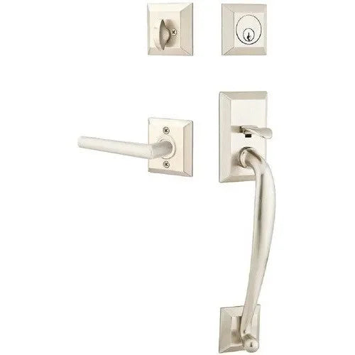 Emtek Franklin Tubular Entrance Handleset With Stuttgart Lever Satin Nickel
