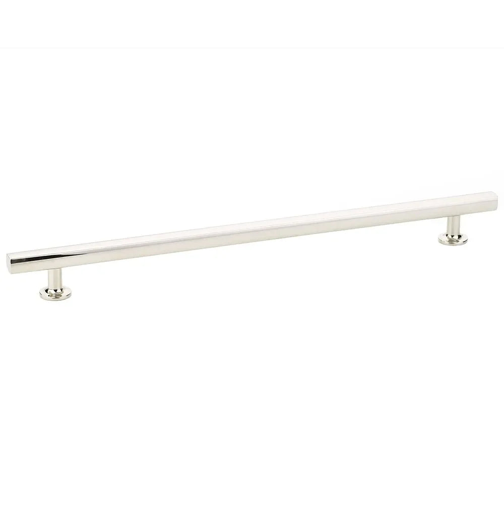 The Emtek Freestone Cabinet Pull in Lifetime Polished Nickel finish.