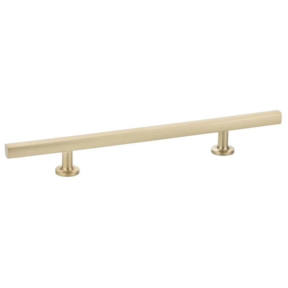The Emtek Freestone Extended Cabinet Pull, 6" Center to Center in Satin Brass finish