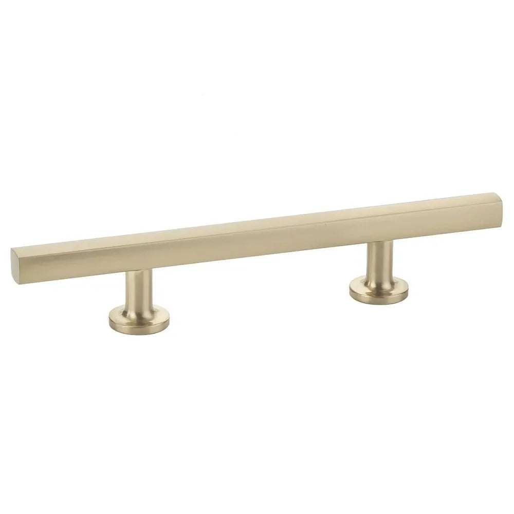 The Emtek Freestone Extended Cabinet Pull, 3 1/2" Center to Center in Satin Brass finish