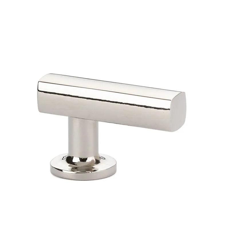 The Emtek Freestone Finger Cabinet Pull in Lifetime Polished Nickel finish.
