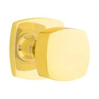 Emtek Freestone Knob with Urban Modern Rosette in Unlacquered Brass finish