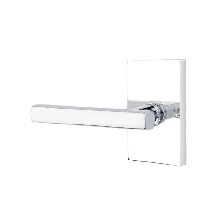 Emtek Freestone Lever With Modern Rectangular Rosette in Polished Chrome finish