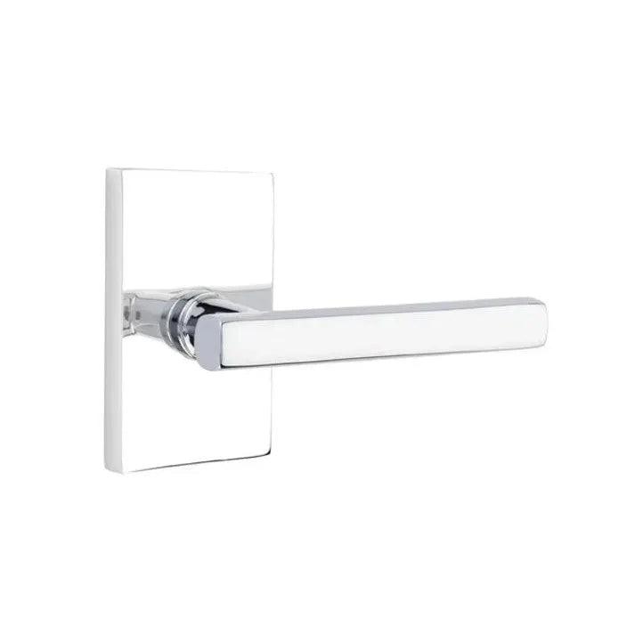 Emtek Freestone Lever With Modern Rectangular Rosette in Polished Chrome finish