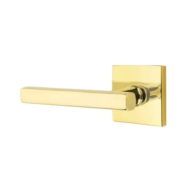 Emtek Freestone Lever With Square Rosette Unlacquered Brass