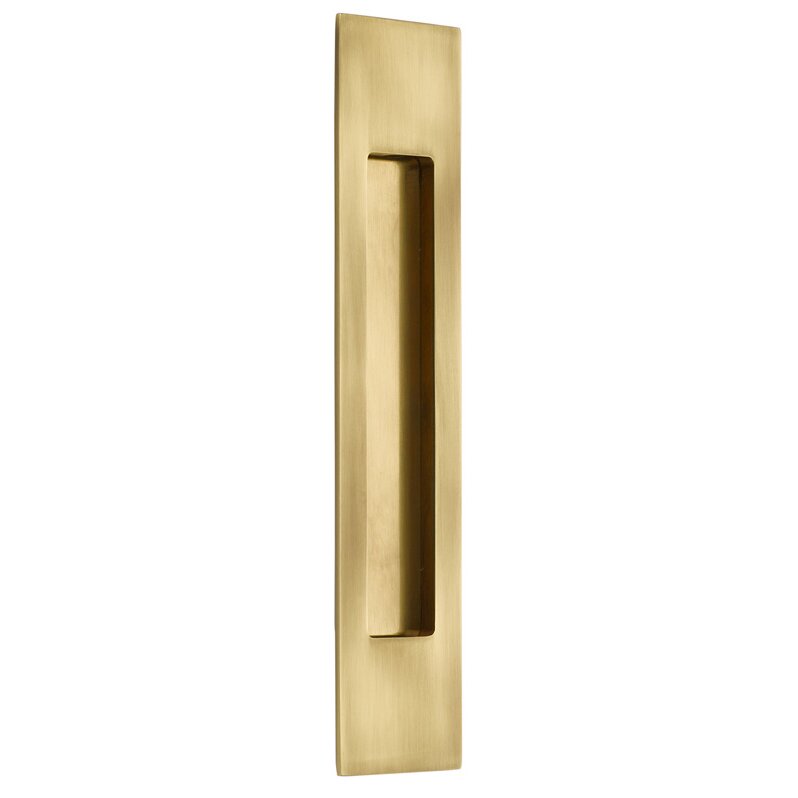 The Emtek 10" Modern Rectangular Flush Pull in French Antique finish