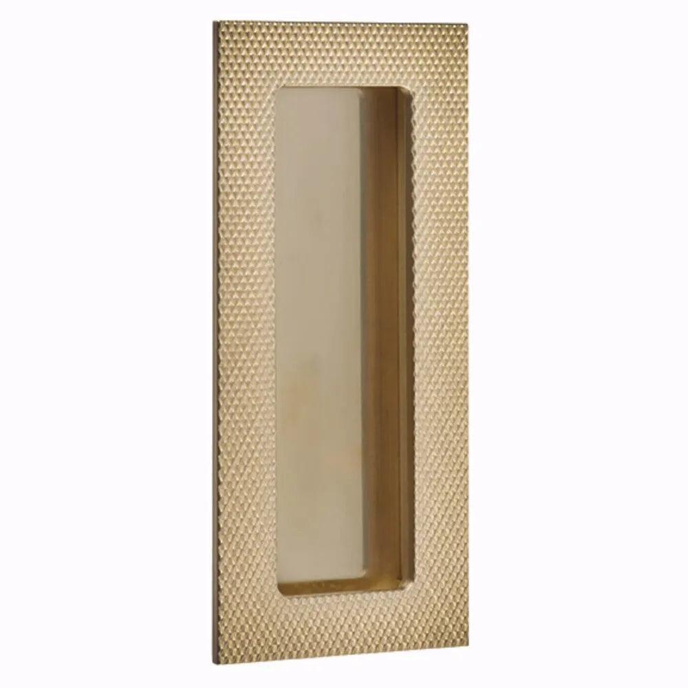 Emtek 4" Modern Rectangular Knurled Flush Pull with Plain Pocket in French Antique finish