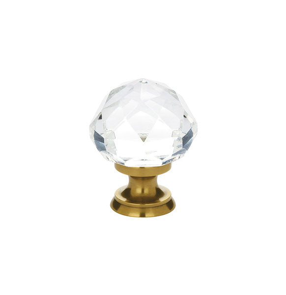 The Emtek Diamond Crystal Glass Knob 1-1/4" Wide (1-7/8" Projection) in French Antique finish