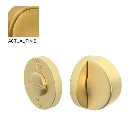 The Emtek Disk Double Rosette Privacy Bolt in French Antique finish.