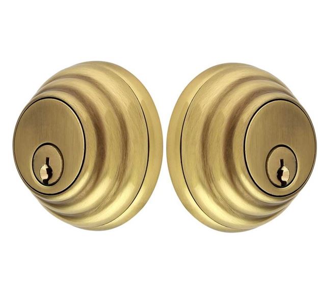 Emtek Double Cylinder Low Profile Keyed Deadbolt in French Antique finish