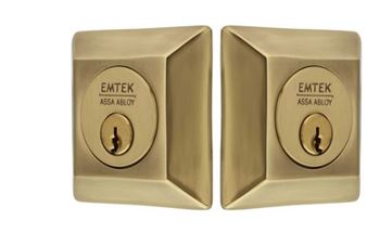 Emtek Double Cylinder Quincy Keyed Deadbolt in French Antique finish