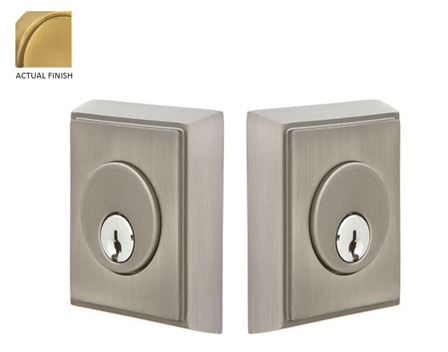 Emtek Double Cylinder Rectangular Keyed Deadbolt in French Antique finish