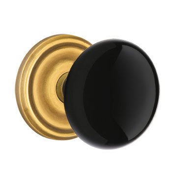 Emtek Ebony Knob with Regular Rosette in French Antique finish