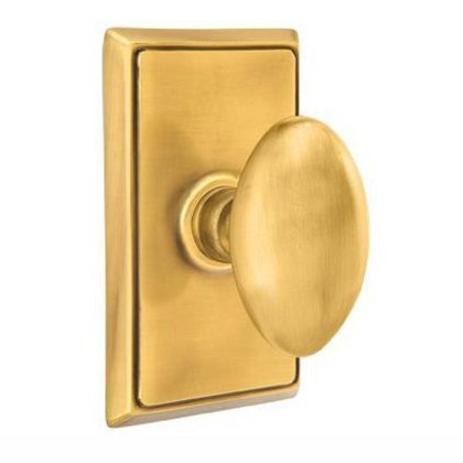 Emtek Egg Knob with Rectangular Rosette in French Antique finish