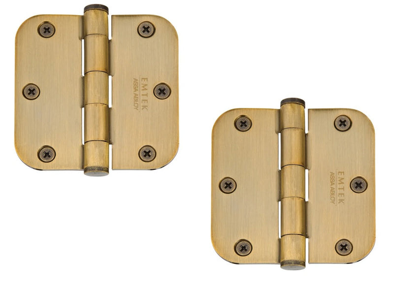 Emtek Heavy Duty Steel Plain Bearing Hinge, 3.5" x 3.5" with 5/8" Radius Corners in French Antique finish