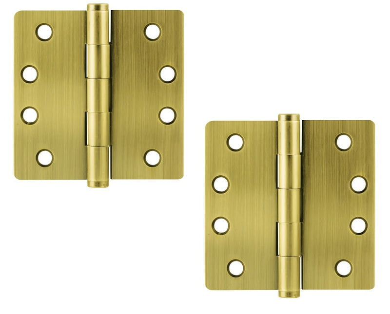 Emtek Heavy Duty Steel Plain Bearing Hinge, 4" x 4" with 1/4" Radius Corners in French Antique finish