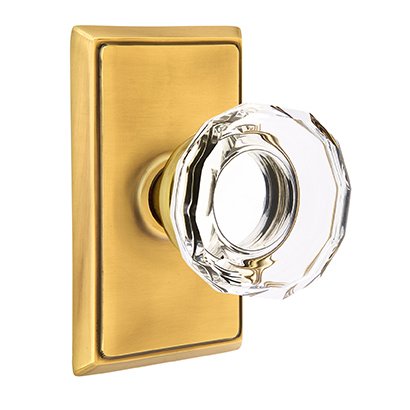 Emtek Lowell Crystal Knob with Rectangular Rosette in French Antique finish