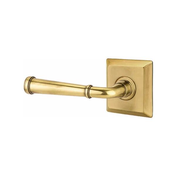 The Emtek Merrimack Lever with Quincy Rosette in French Antique finish.