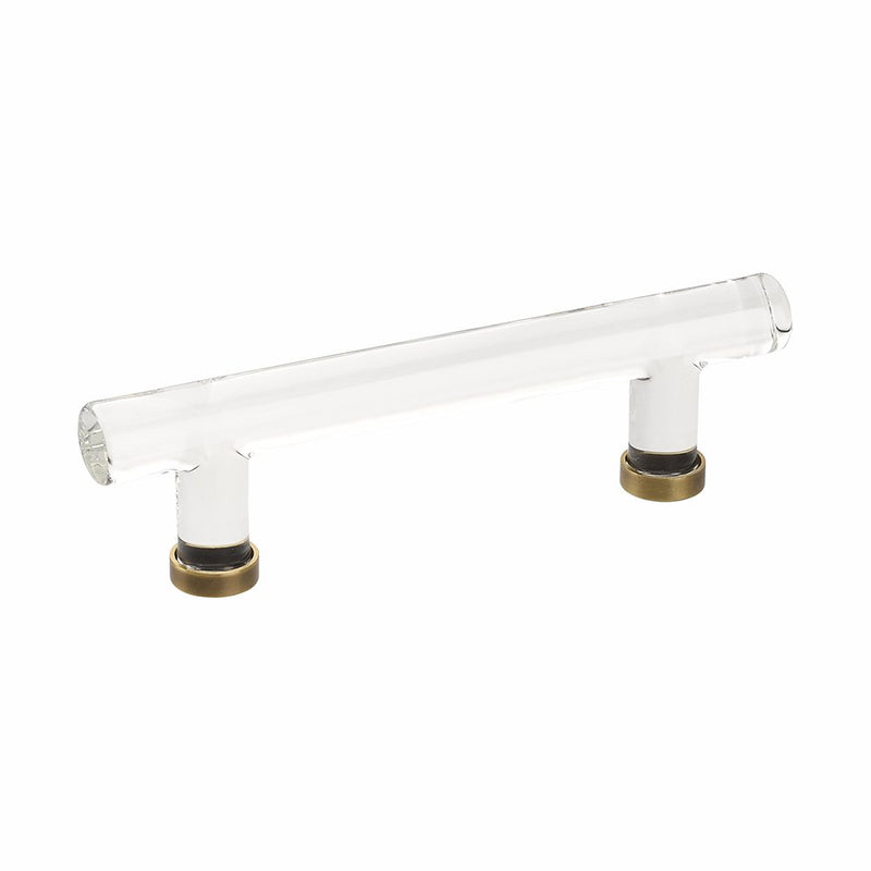 The Emtek Modern Glass Bar Cabinet Pull, 4" Center to Center in French Antique finish