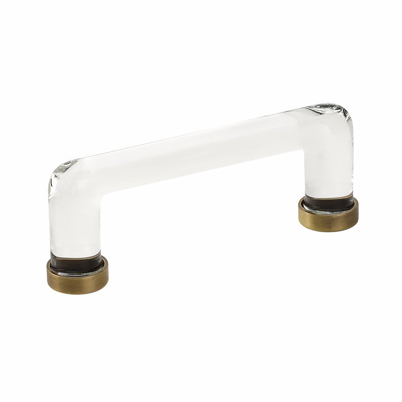 The Emtek Modern Glass Cabinet Pull, 4" Center to Center in French Antique finish