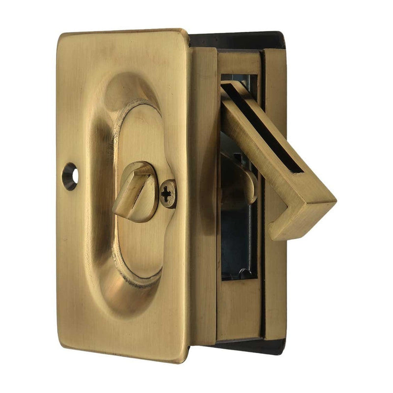 The Emtek Privacy Standard Pocket Door Lock in French Antique finish