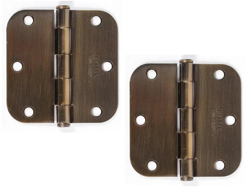 Emtek Residential Duty Steel Plain Bearing Hinge, 3.5" x 3.5" with 5/8" Radius Corners in French Antique finish