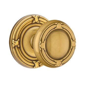 Emtek Ribbon & Reed Knob with Ribbon & Reed Rosette in French Antique finish