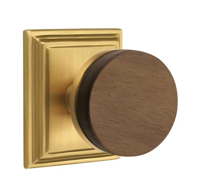 Emtek Select Conical Dark Walnut Knob with Wilshire Rosette in French Antique finish