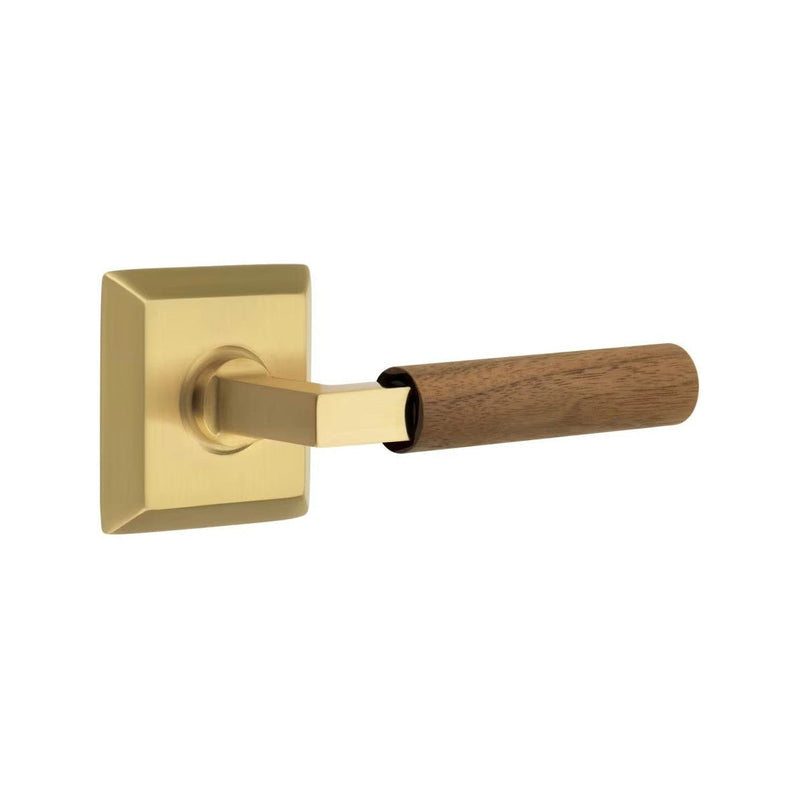 Emtek Select L-Square Dark Walnut Lever with Quincy Rosette in French Antique finish