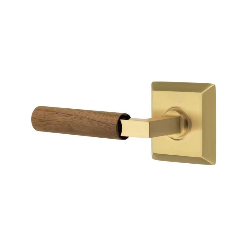 Emtek Select L-Square Dark Walnut Lever with Quincy Rosette in French Antique finish