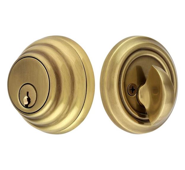 Emtek Single Cylinder Low Profile Keyed Deadbolt in French Antique finish