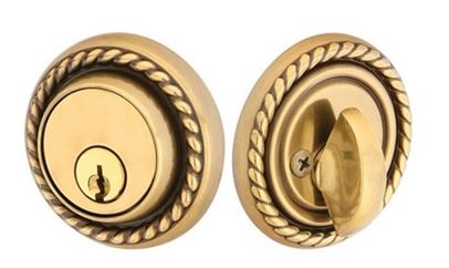 Emtek Single Cylinder Rope Keyed Deadbolt in French Antique finish