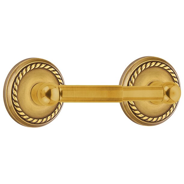 Emtek Traditional Brass Paper Holder - Spring Rod Style (3 3/8" Projection) With Rope Rosette in French Antique finish