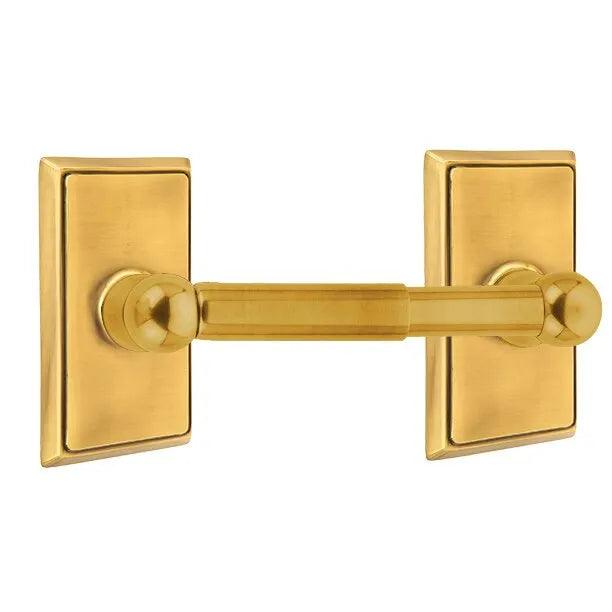 Emtek Traditional Brass Paper Holder - Spring Rod Style (3 3/8" Projection) With Rectangular Rosette in French Antique finish
