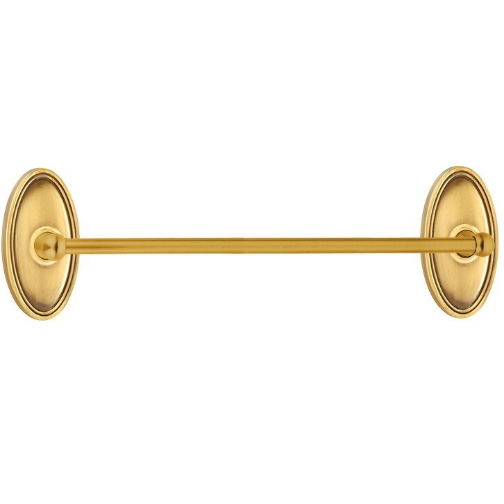 The Emtek Traditional Brass Towel Bar with Oval Rosette in French Antique finish.