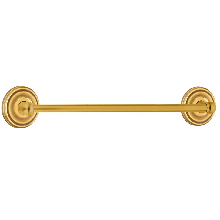 The Emtek Traditional Brass Towel Bar with Regular Rosette in French Antique finish.