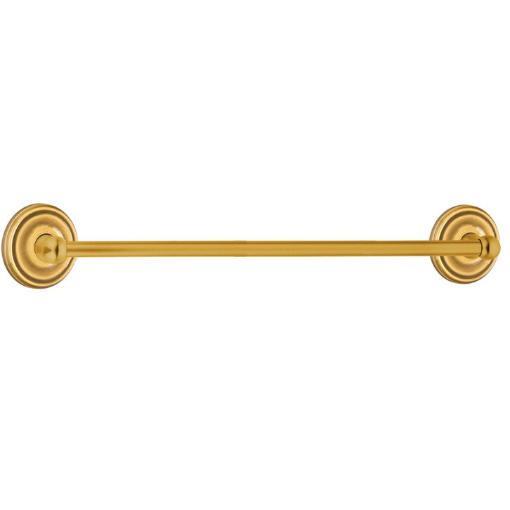 The Emtek Traditional Brass Towel Bar with Regular Rosette in French Antique finish.