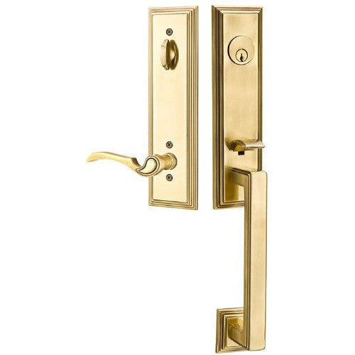 Emtek Wilshire Tubular Entrance Handleset With Coventry Lever in French Antique finish