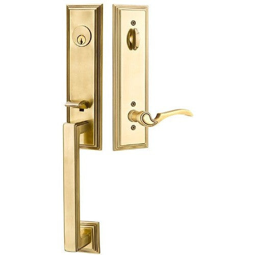 Emtek Wilshire Tubular Entrance Handleset With Coventry Lever in French Antique finish