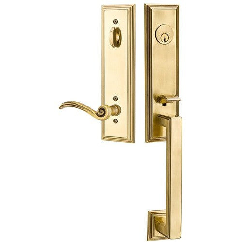 Emtek Wilshire Tubular Entrance Handleset With Elan Lever in French Antique finish