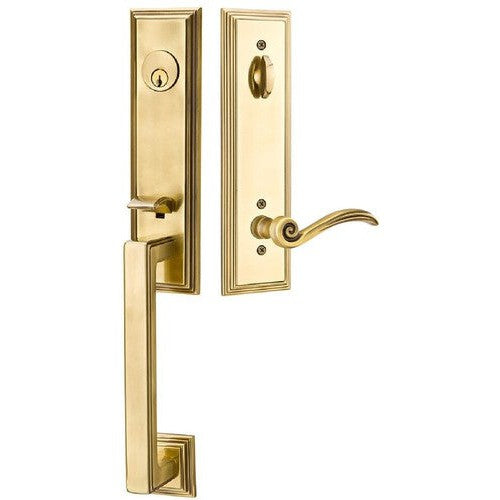 Emtek Wilshire Tubular Entrance Handleset With Elan Lever in French Antique finish