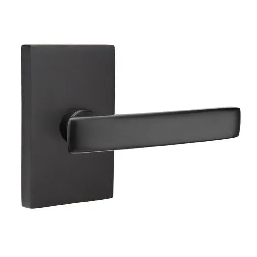 Emtek Geneva Lever with Modern Rectangular Rosette Flat Black