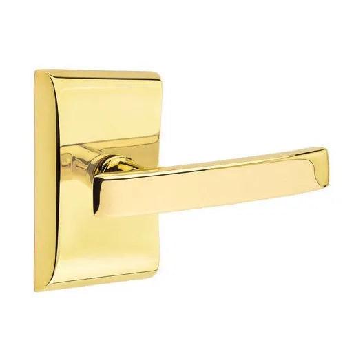 Emtek Geneva Lever With Neos Rosette Unlacquered Brass