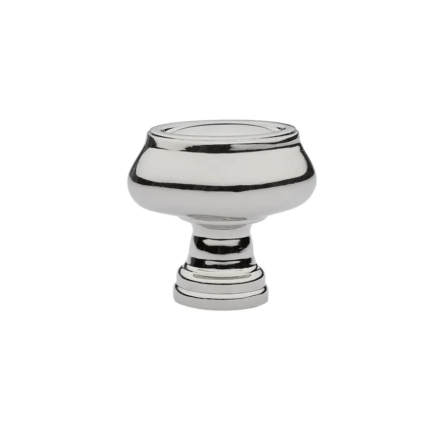 The Emtek Geometric Oval Cabinet Knob, 1 1/2" in Lifetime Polished Nickel finish