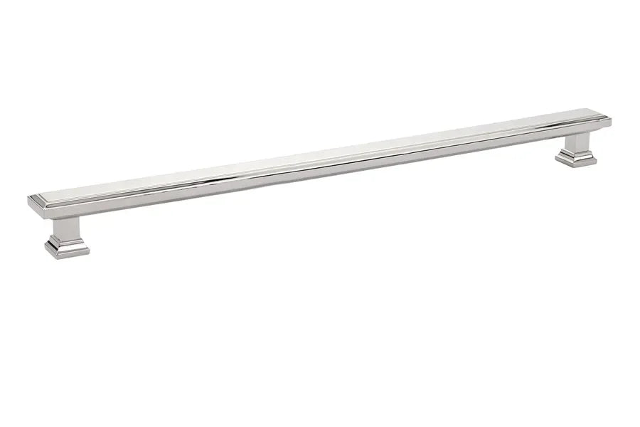The Emtek Geometric Rectangular Cabinet Pull, 12" Center to Center in Lifetime Polished Nickel finish