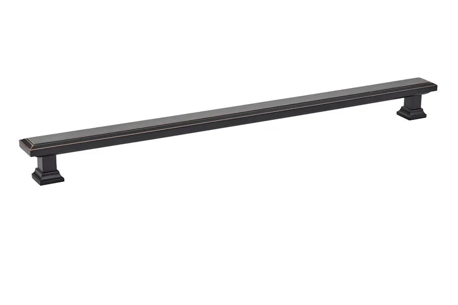 The Emtek Geometric Rectangular Cabinet Pull, 12" Center to Center in Oil Rubbed Bronze finish